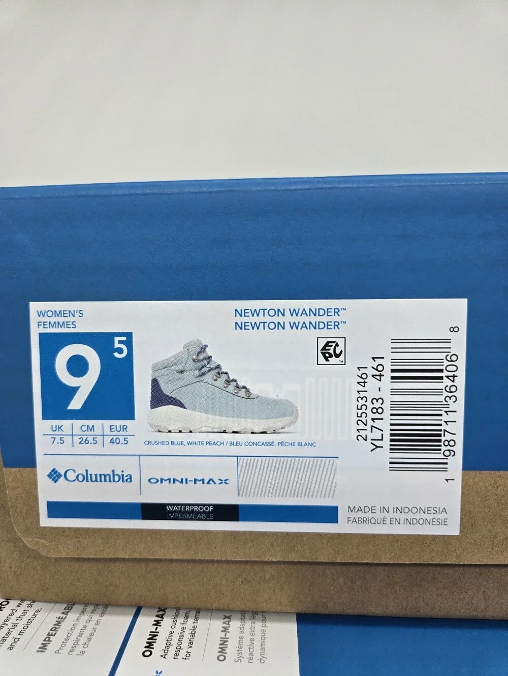 Columbia Women's Newton Wander Hiking Boots Crushed Blue Shoes Size 9.5